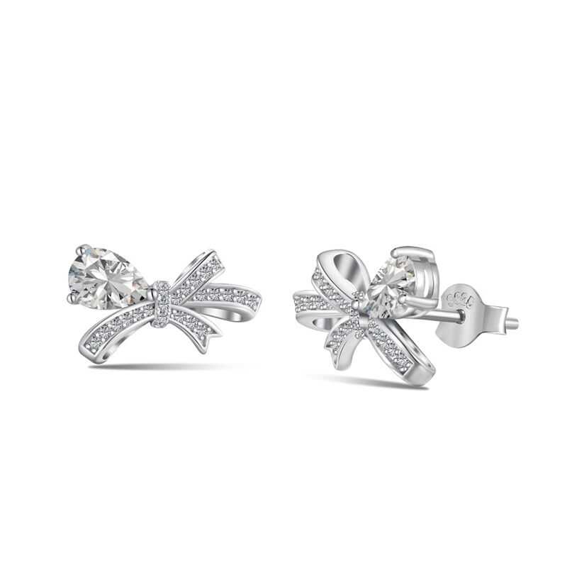 S925 Knot bow earring studs