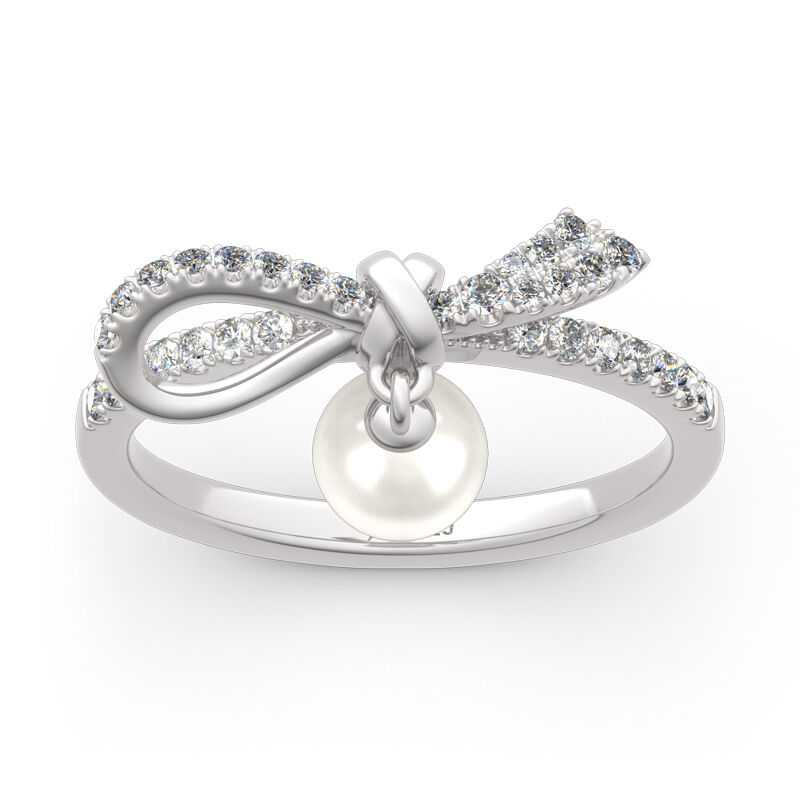 S925 Bow pearl ring
