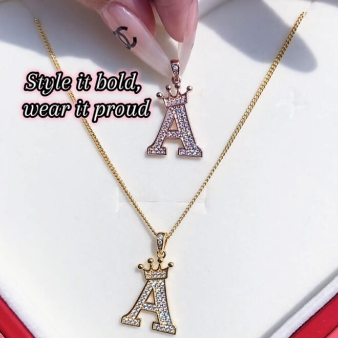Punk Vintage Stainless Steel English Letter Pendant Eye Design Necklace, Simple Gold Plated Collarbone Chain - Image 2