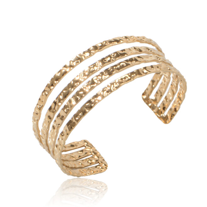 Punk Style 18k Gold Plated Irregular Multi-Layer Design Stainless Steel Bracelet for Women Jewelry