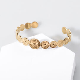 Wholesale Fashion Fine Gold Plated Stainless Steel Cuff Bangle With Sun Design
