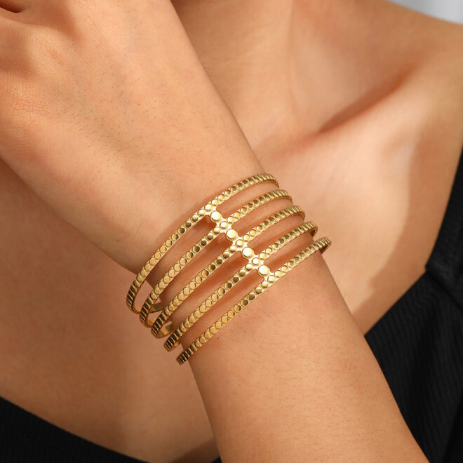 OuDiSi Openwork Cuff Bangle Bracelet Gold Tone Preppy Casual Going Out Evening