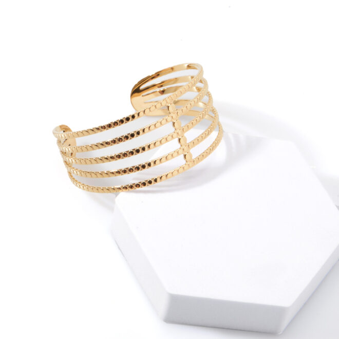 OuDiSi Openwork Cuff Bangle Bracelet Gold Tone Preppy Casual Going Out Evening - Image 4