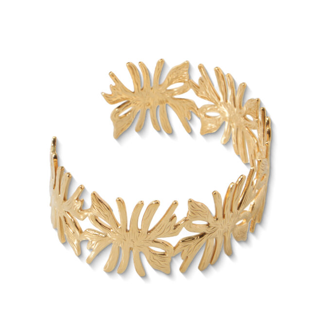 OuDiSi Fashion Classic Bump Pattern Bracelet For Women Luxury Gold Color Cuff Bracelet Stainless Steel Hand Ornament As Gifts - Image 2