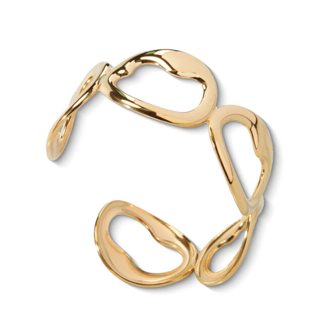 18k Gold Adjustable Circle Ring, Simple Link Chain Knuckle Rings CZ, Fashion Stacking Finger Jewelry