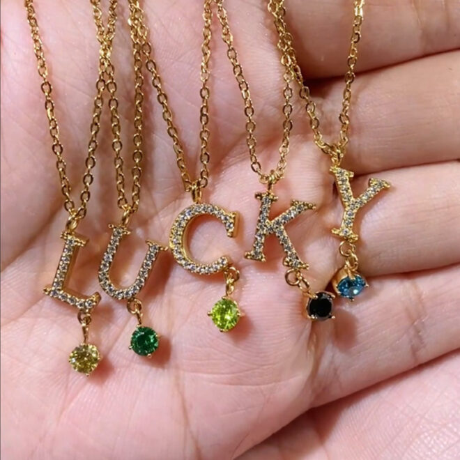Oudisi New Trendy 18K Gold Plated Stainless Steel Initial Letter Necklace Love Energy Jewelry with Link Chain Pendant - Image 4