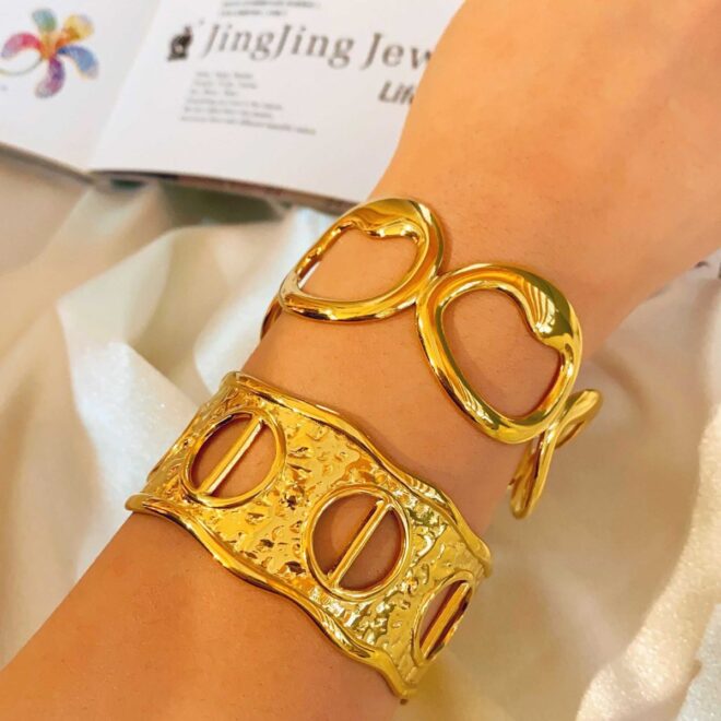 18k Gold Adjustable Circle Ring, Simple Link Chain Knuckle Rings CZ, Fashion Stacking Finger Jewelry - Image 2