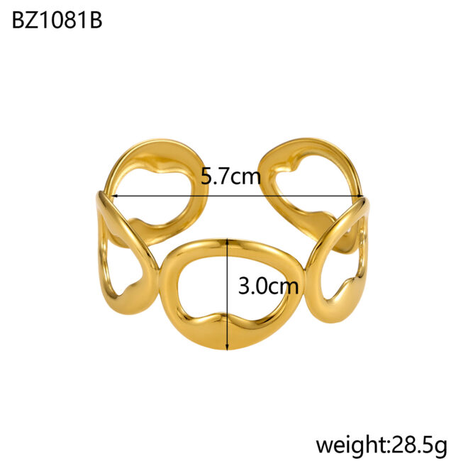 18k Gold Adjustable Circle Ring, Simple Link Chain Knuckle Rings CZ, Fashion Stacking Finger Jewelry - Image 4