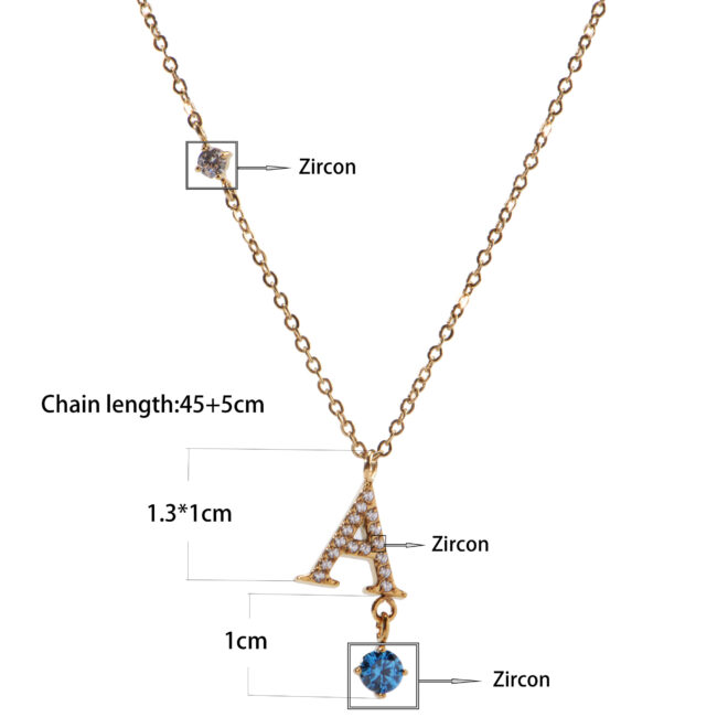 OuDiSi Zirconia 26 Letter A-Z Initial Alphabet Pendant Necklace Stainless Steel Necklace Jewelry for Women - Image 2