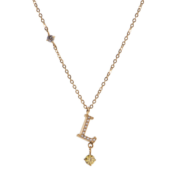 Oudisi New Trendy 18K Gold Plated Stainless Steel Initial Letter Necklace Love Energy Jewelry with Link Chain Pendant