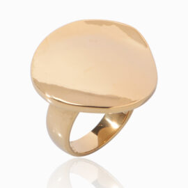 S925 Sterling Silver 18k Gold Plated Exaggerated Geometric Smooth Surface Circular Ring Niche Design Finger Ring