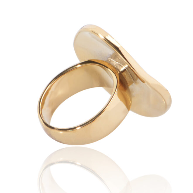 S925 Sterling Silver 18k Gold Plated Exaggerated Geometric Smooth Surface Circular Ring Niche Design Finger Ring - Image 2