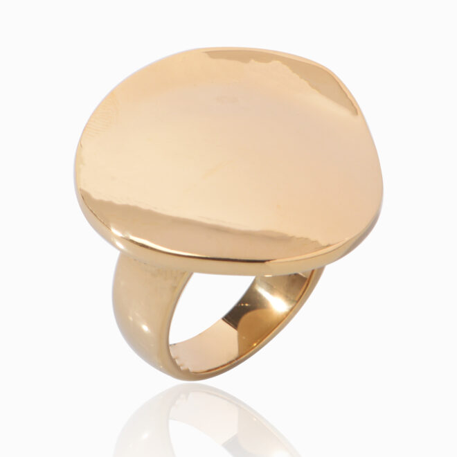 S925 Sterling Silver 18k Gold Plated Exaggerated Geometric Smooth Surface Circular Ring Niche Design Finger Ring