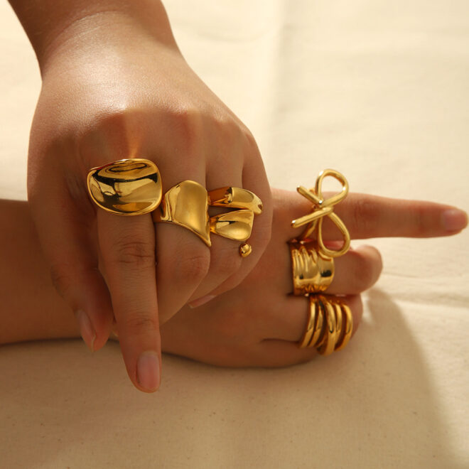 Fashion Chunky Cuff Bracelet For Women Girls Water Droplet Hollow Opening Bracelets Stainless Steel 18k Gold Color Jewelry Gift - Image 7