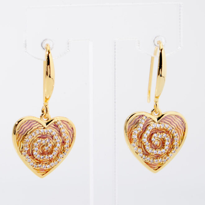 Wholesale Pink/White/Blue/Purple/Coulorful Enamel Five Flower Silver Heart Earrings - Image 3