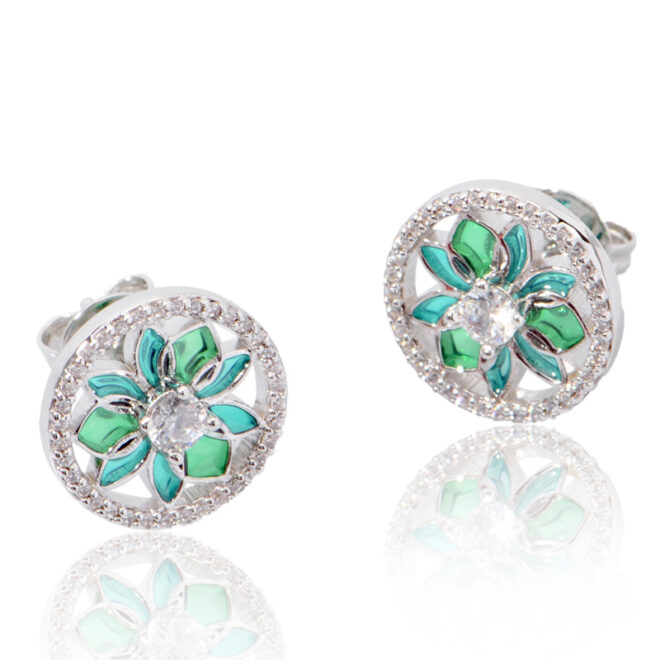 2.19g Sterling Silver Flower Earrings with Zircon – Trendy INS Style Jewelry - Image 3