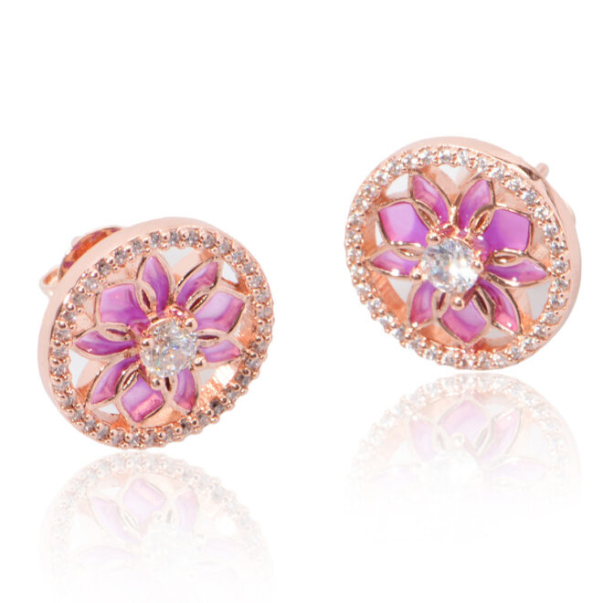 2.19g Sterling Silver Flower Earrings with Zircon – Trendy INS Style Jewelry - Image 2