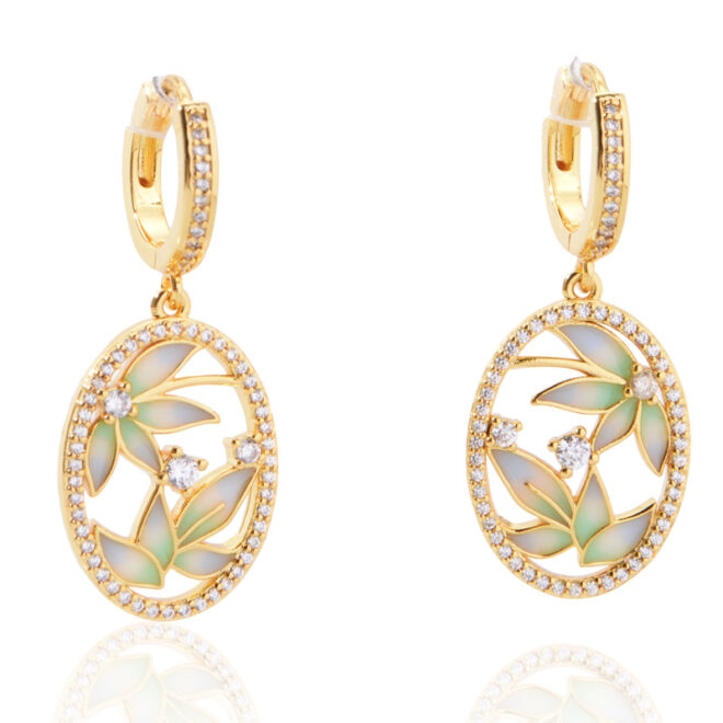 3.83g 925 Sterling Silver Zircon Earrings – Shiny Gold Color, Elegant Gift Jewelry - Image 2