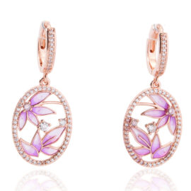 3.83g 925 Sterling Silver Zircon Earrings – Shiny Gold Color, Elegant Gift Jewelry