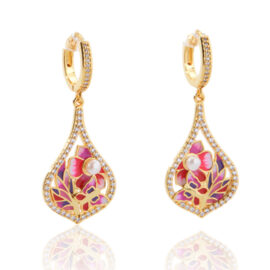 4.65g Shiny Gold-Tone Earrings – Elegant Zircon Jewelry in 925 Silver for Women