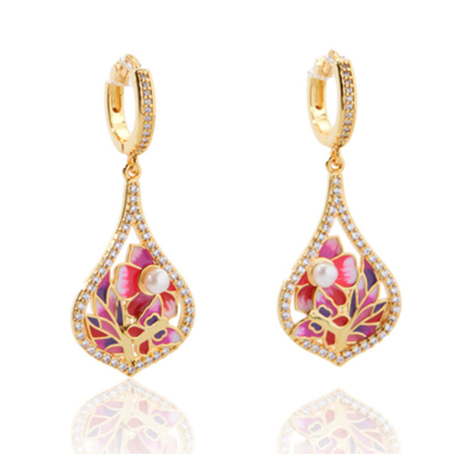 4.65g Shiny Gold-Tone Earrings – Elegant Zircon Jewelry in 925 Silver for Women