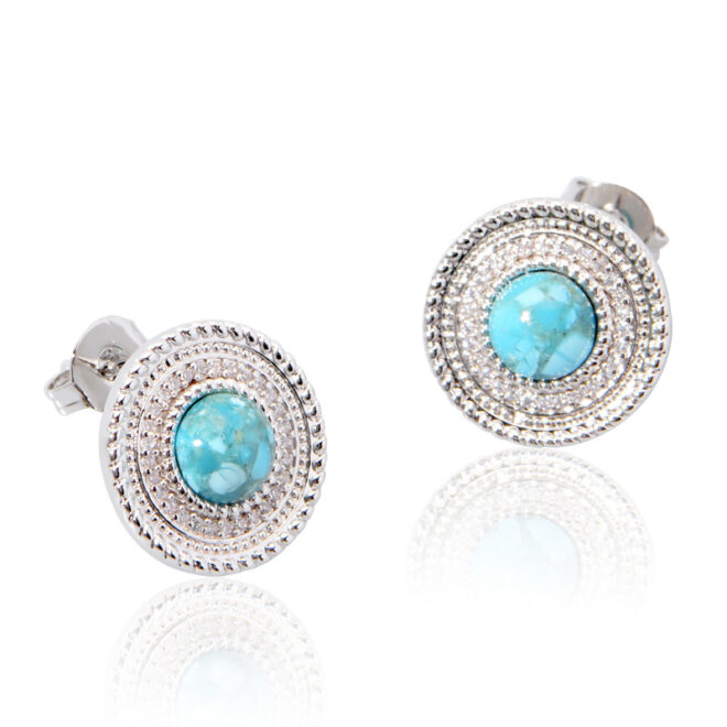 3.36g 925 Silver Sunflower Stud Earrings for Women – Opal Center & Zircon Petals with 18K Gold Plating - Image 2