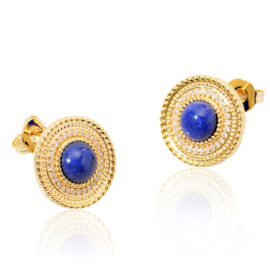 3.36g 925 Silver Sunflower Stud Earrings for Women – Opal Center & Zircon Petals with 18K Gold Plating