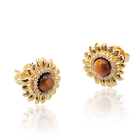 2.18g Elegant Sunflower Earrings – 925 Sterling Silver with Opal & Zircon | 18K Gold Plated Jewelry Gift