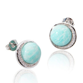3.29g Natural Gemstone Stud Earrings for Women – Amazonite & Lapis Lazuli with Hypoallergenic Stainless Steel