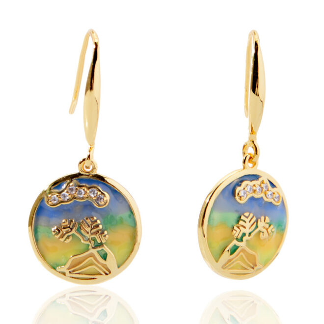 3.33g Colorful Enamel Landscape Drop Earrings – Sterling Silver with Crystal Accents - Image 3
