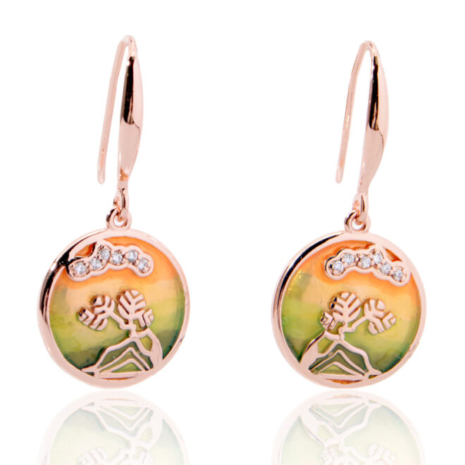 3.33g Colorful Enamel Landscape Drop Earrings – Sterling Silver with Crystal Accents - Image 2