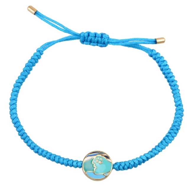 New Handmade Knitted Matching Couple Bracelet Friendship Relationship Gold round Enamel Bracelet - Image 4
