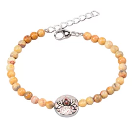 Lotus bracelet agate beads. Gift for her. Mala beaded bracelet. Women yoga charm jewelry