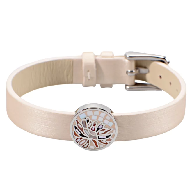 Aromatherapy Essential Oil Diffuser Leather Locket Bracelet,Stainless Steel Tree of Life Bracelet - Image 3