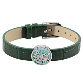 Aromatherapy Essential Oil Diffuser Leather Locket Bracelet,Stainless Steel Tree of Life Bracelet