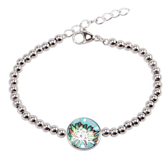 Lotus bracelet agate beads. Gift for her. Mala beaded bracelet. Women yoga charm jewelry - Image 3