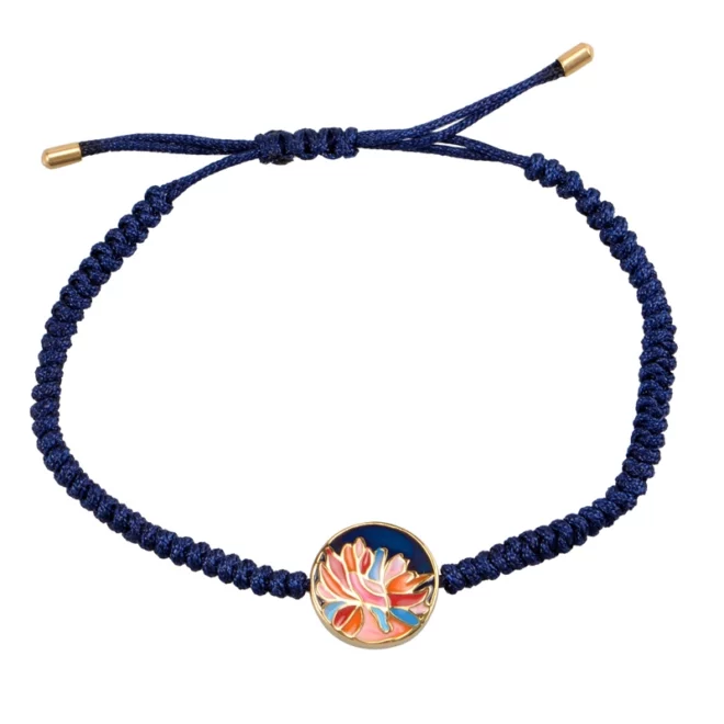 Thick Rope Handwoven Adjustable Gold round Enamel Bracelet - Image 2