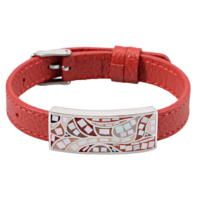 Adjustable Leather Bracelet with Multicolor Enamel Inlay – Trendy Stainless Steel Accent - Image 2