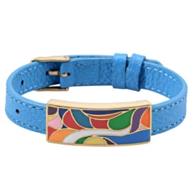 OEM/ODM Women’s Jewelry Stainless Steel Charm Leather Bracelet Enamel Natural Shell Bracelet for Ladies