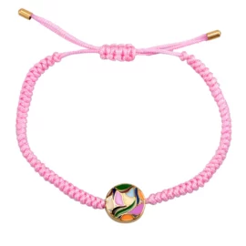 Thick Rope Handwoven Adjustable Gold round Enamel Bracelet