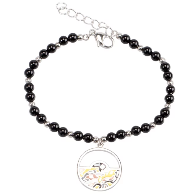 Fashion Bracelet with Colorful Imitation Stone Beads & Stainless Steel Charm - Image 3