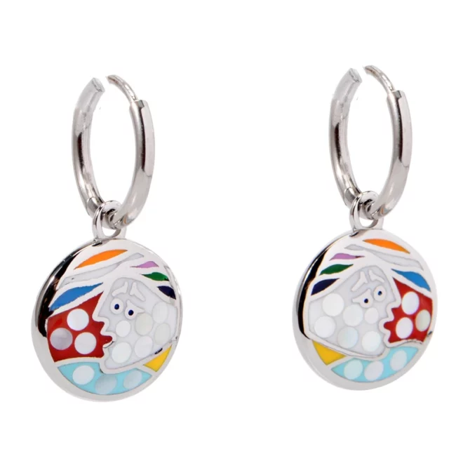 Modern Art Face Hoop Earrings – Colorful Enamel on Stainless Steel - Image 6