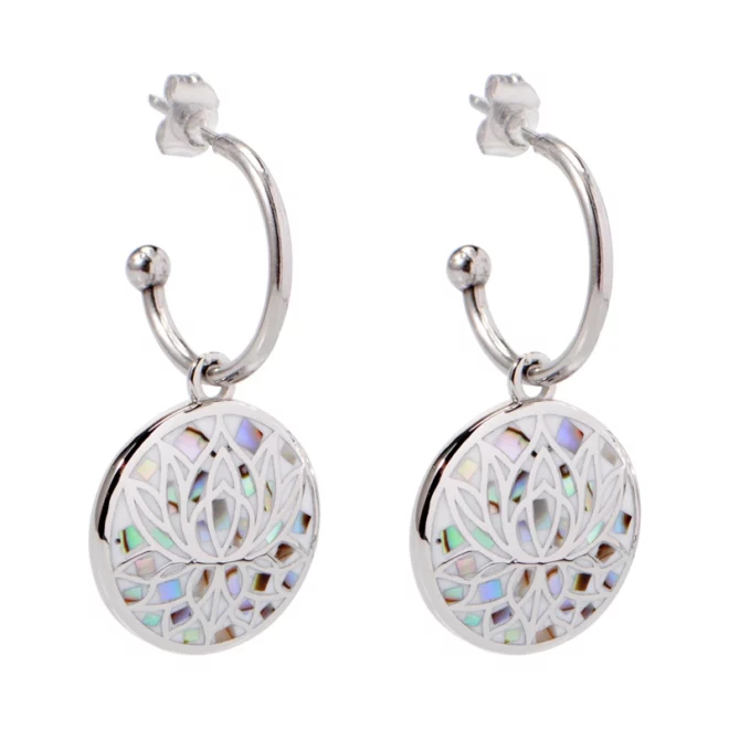 Boho Lotus Flower Earrings – Stainless Steel Hoops for Free-Spirited Style - Image 4