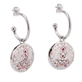 Boho Lotus Flower Earrings – Stainless Steel Hoops for Free-Spirited Style