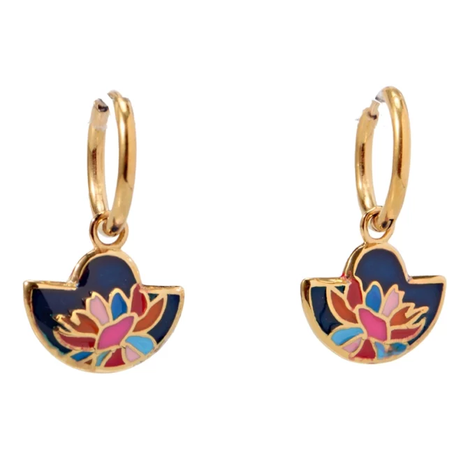Lotus Blossom Earrings – Trendy Minimalist Hoops for Everyday Zen - Image 2
