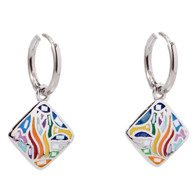 Multi colored enamel Earrings Summer Earrings Dangle Enamel Earrings - Image 3
