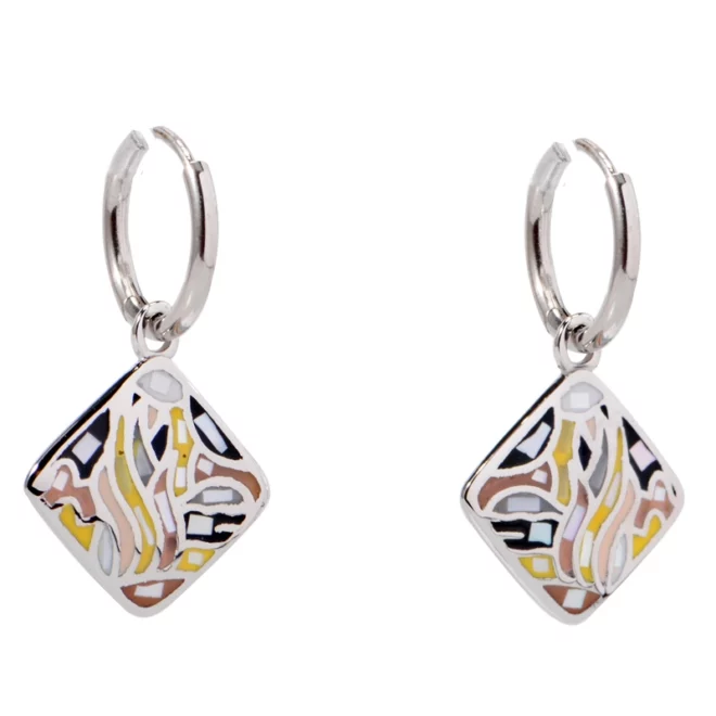 Multi colored enamel Earrings Summer Earrings Dangle Enamel Earrings - Image 2