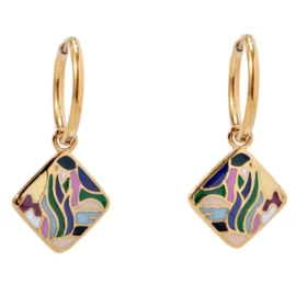 Multicolor Earrings Colorful Earrings Art Deco Silver Dangle earrings