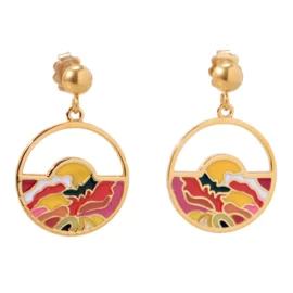 Multicolor Steel And Enamel Crystals Logo Hoop Earrings