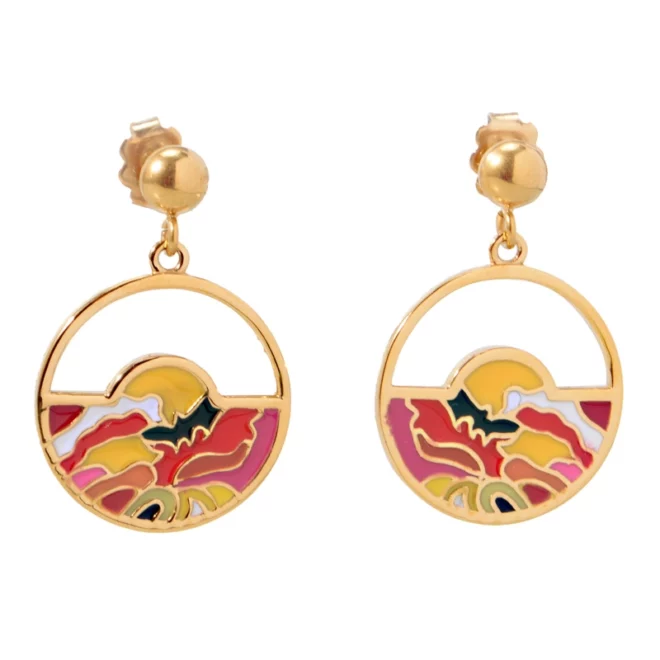 Multicolor Steel And Enamel Crystals Logo Hoop Earrings